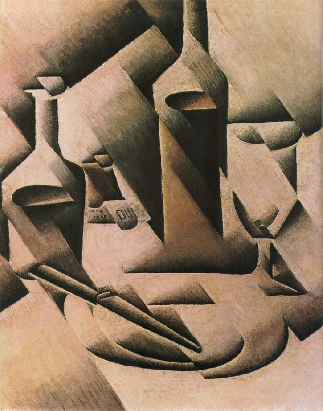 Juan Gris Still life botrtle and knife